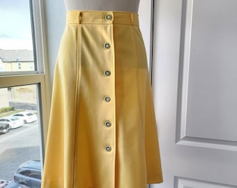 1970s Yellow Polyester Swing Skirt