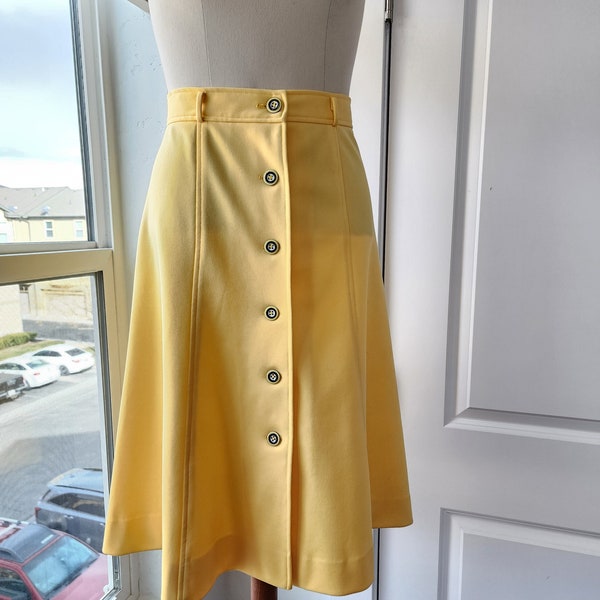 1970s Yellow Polyester Swing Skirt