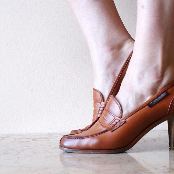 Preppy Penny Loafer Heels 8.5