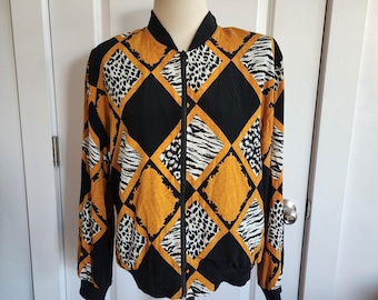 Diamond Leopard Print 1990s Satin Jacket