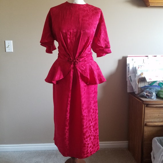 cherry red cocktail dresses red cocktail dress with sleeves Crimson Cherry Midi Dress Teuta Matoshi