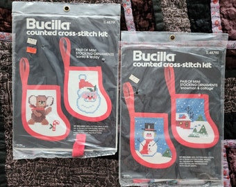 Set of Holiday Christmas Bucilla Cross Stich Ornament Kits