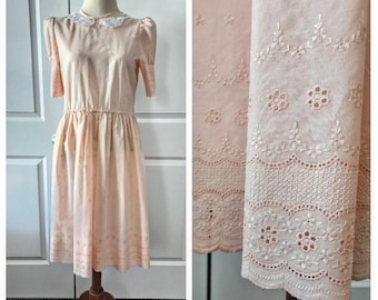 Cotton Peach Eyelet Summer Dress