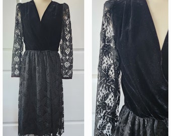 Black Velvet and Lace Dress