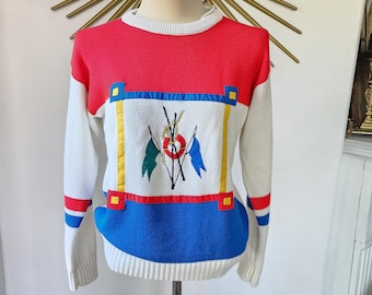 1980s Nautical Theme Americana Preppy Sweater