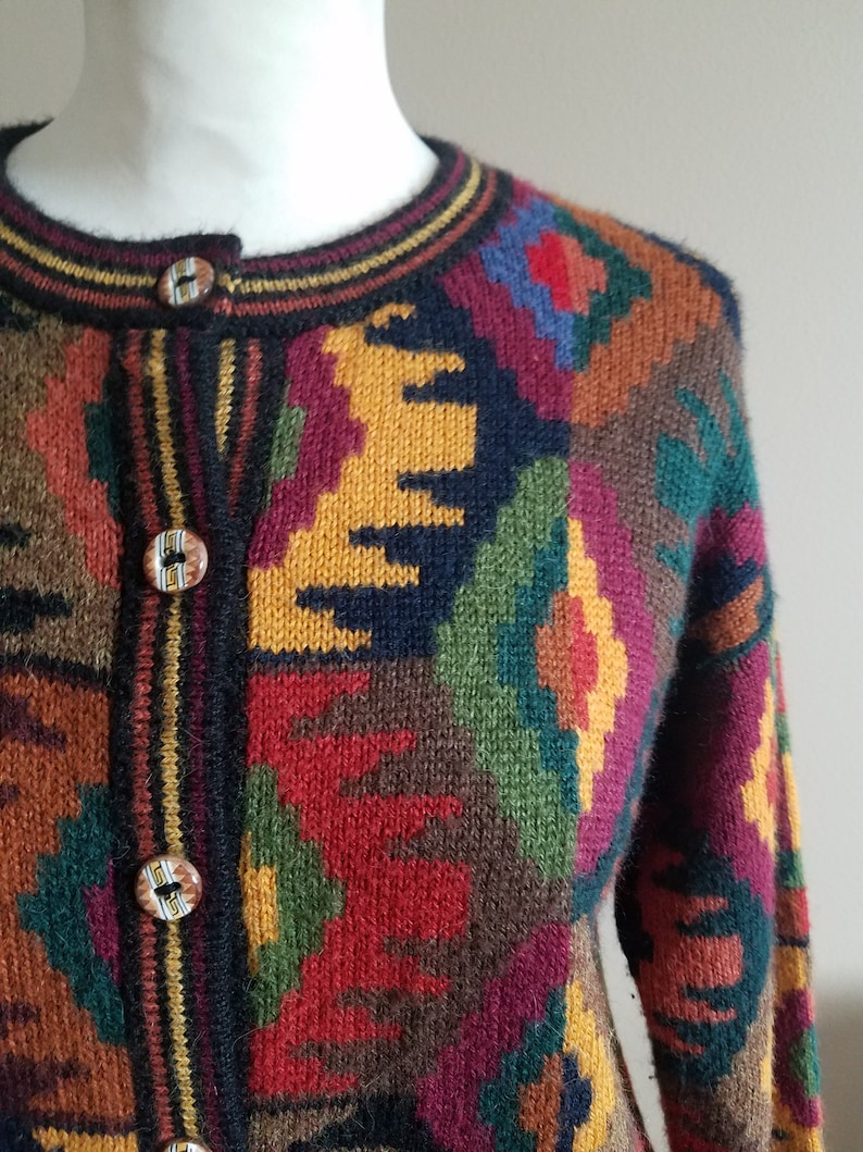 Multi Color Southwestern Print Cardigan Sweater