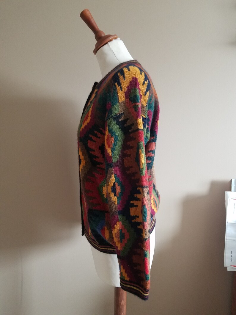 Multi Color Southwestern Print Cardigan Sweater