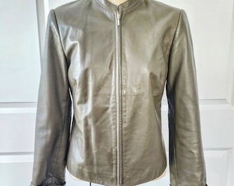 Olive Green Ann Taylor Leather Jacket