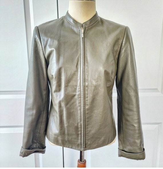 Olive Green Ann Taylor Leather Jacket