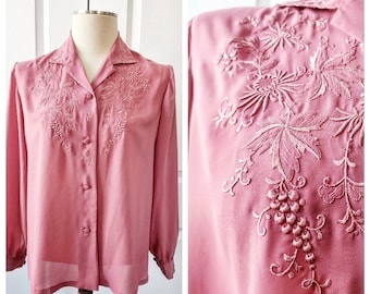 Dusty Rose Blouse with Embroidery Details