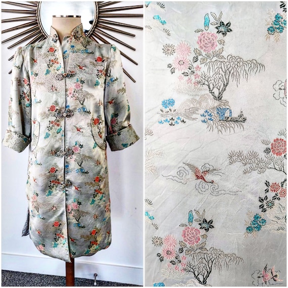 Mint Green Silk Chinese Robe Jacket Lounge Wear Ki