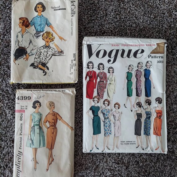 Set of 3 Vintage 1950s Sewing Patterns | Etsy