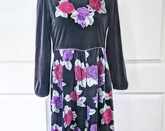 Velour Velvet Floral Goth Dress