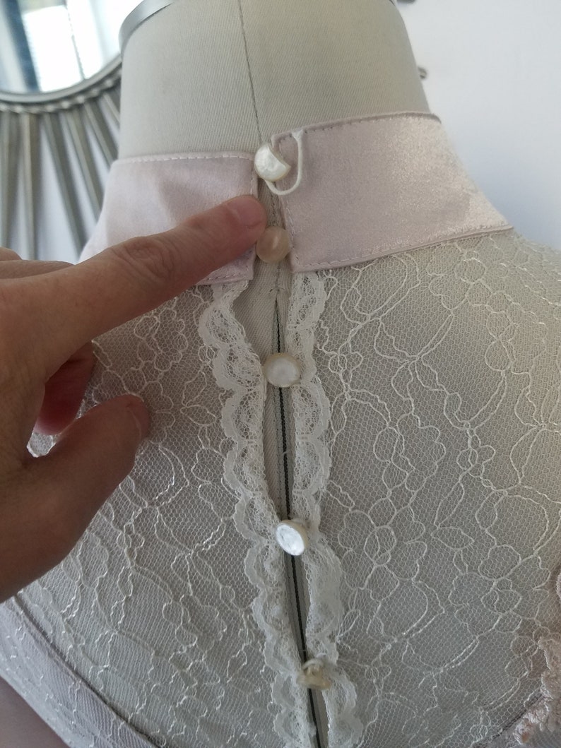 1980s Cream Lace Drop Waist Flapper Style Costume Prom Dress