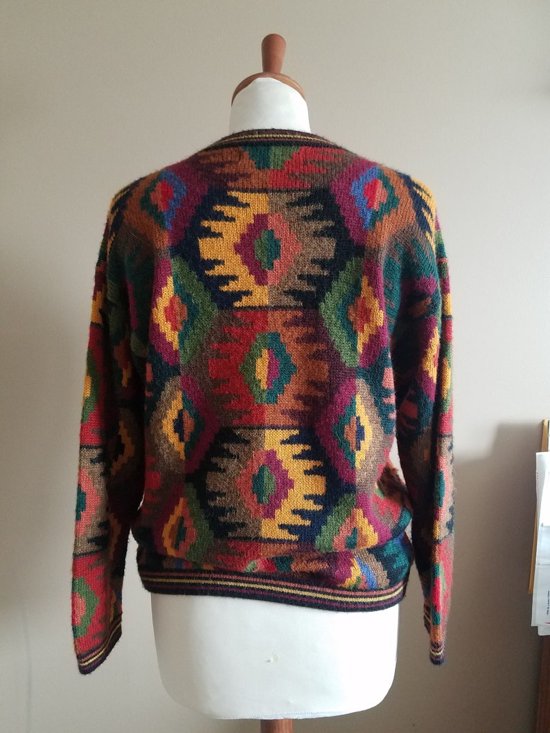 Multi Color Southwestern Print Cardigan Sweater