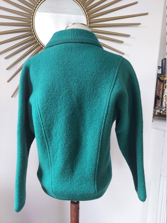 Gorgeous Bright Green Wool Wrap Cardigan Sweater - image 4