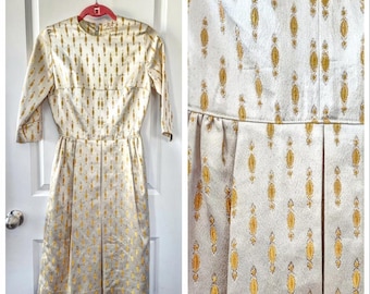 1960's Handmade Metallic and Satin Cocktail Dress