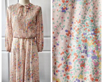 Spring Florals Mid-Calf Polyester Dress