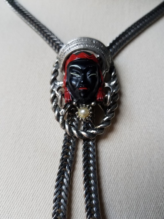 1950s Selro Selini Black Asian Princess Bolo Neck… - image 2