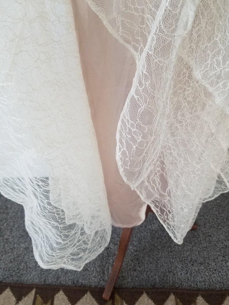 1980s Cream Lace Drop Waist Flapper Style Costume Prom Dress