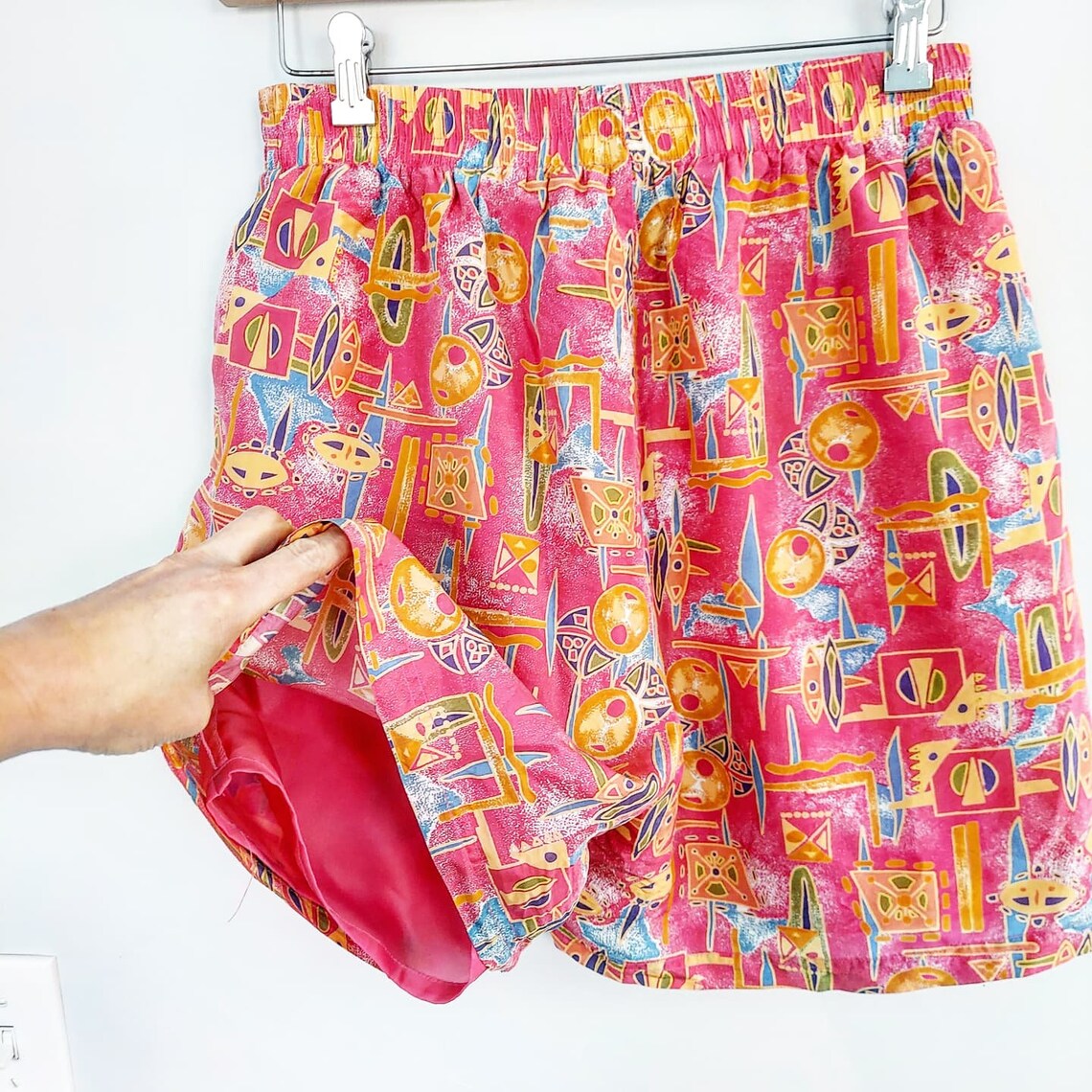 Pink Crazy Print Silk Shorts Jams Etsy