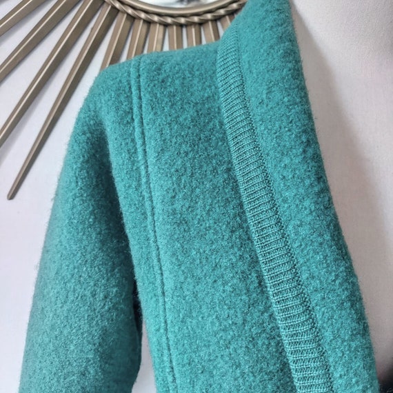 Gorgeous Bright Green Wool Wrap Cardigan Sweater - image 2