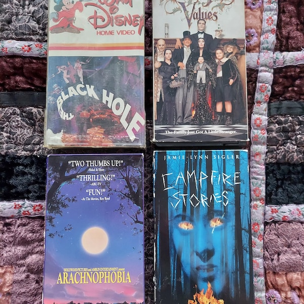Lot of 4 VHS Spooky Collection Arachnophobia Adams Family Black Hole Campfire Stories