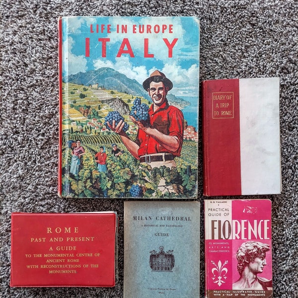 Set of 5 Vintage Italy Travel Books