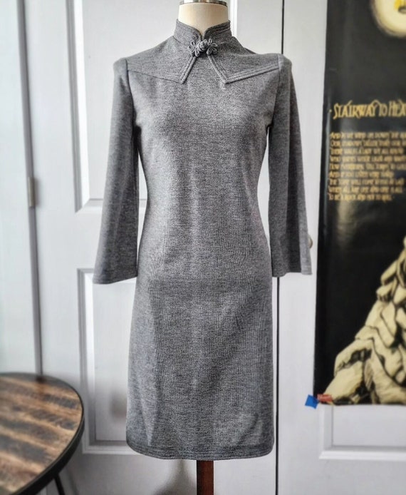 1960s Gray and Silver Shimmer Mod Dress