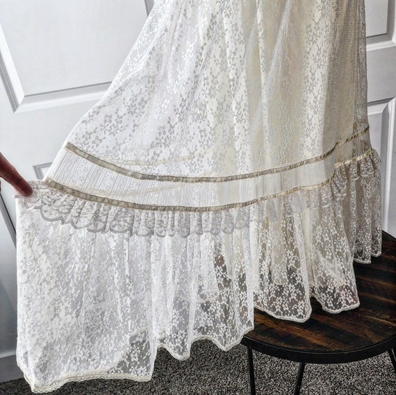 1970s Cream Lace Gunne Sax Maxi Dress - Gem