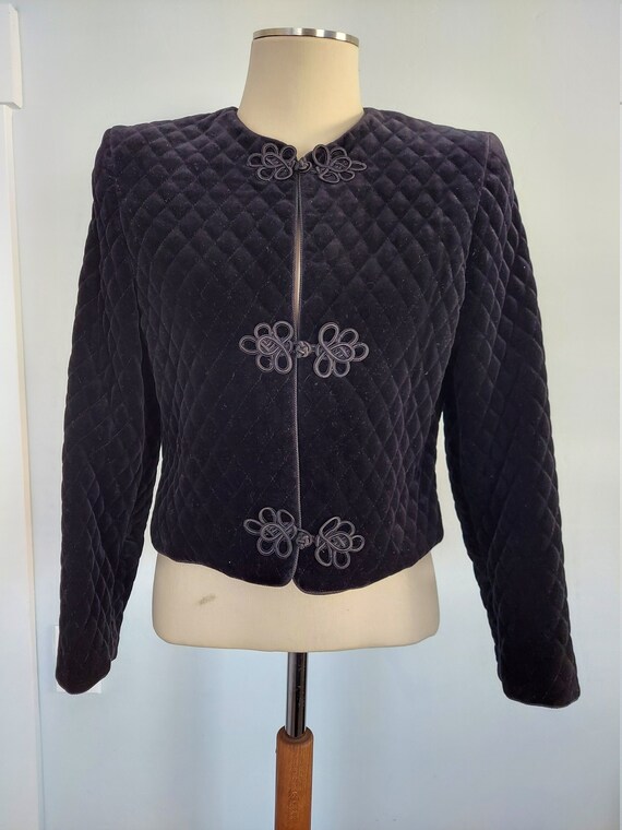 Quilted Black Velvet Susan Bristol Crop Jacket Gem