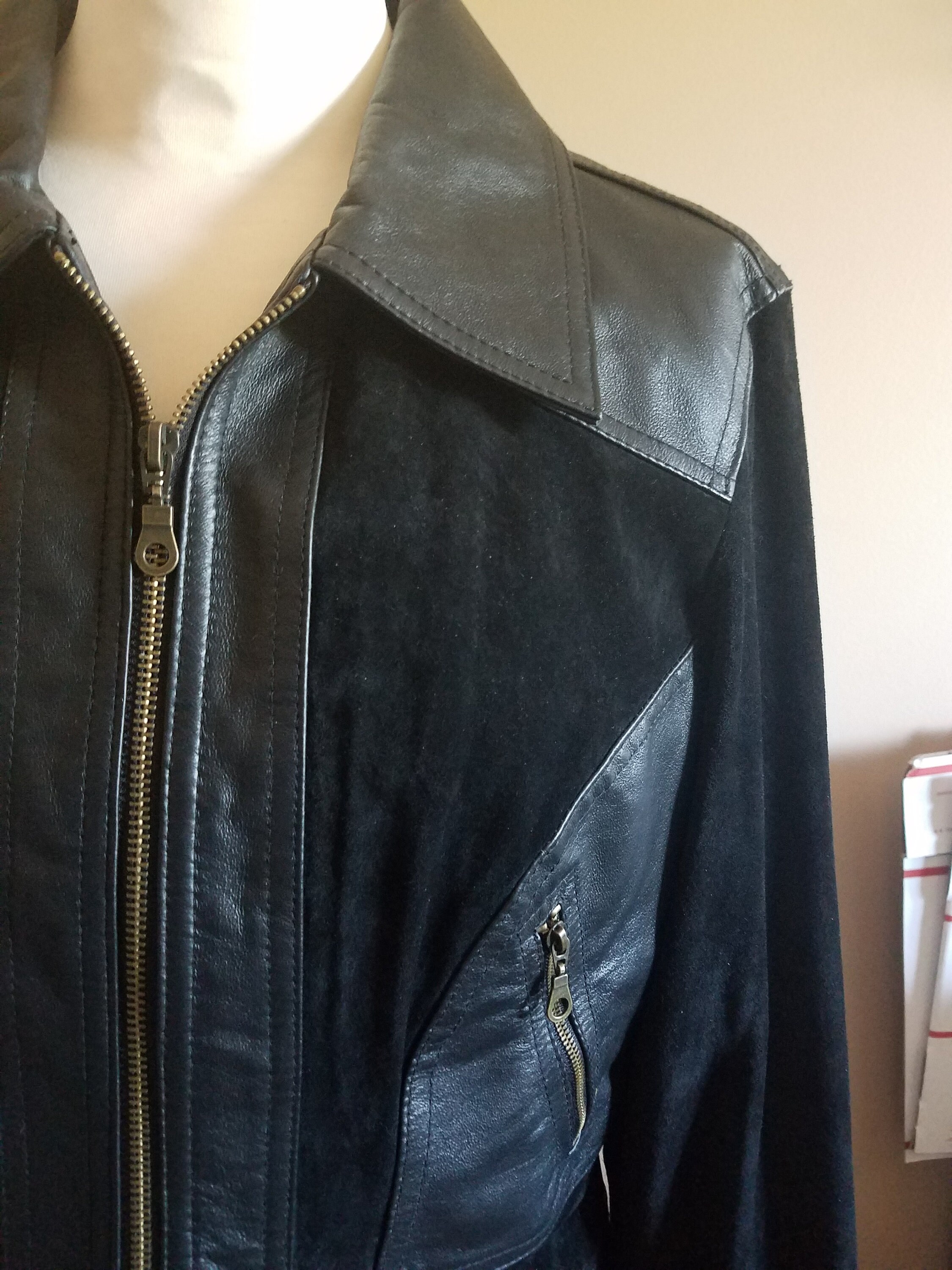 Black and Leather and Suede Mod Jacket | Etsy