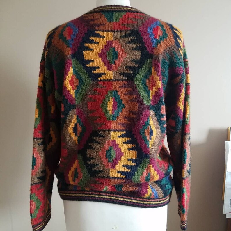 Multi Color Southwestern Print Cardigan Sweater