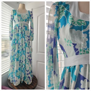 1960s Cotton Floral Maxi Dress