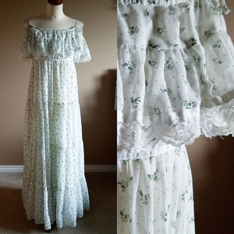 Gorgeous GUNNE SAX Maxi Length Floral Print Off Shoulder Summer Dress