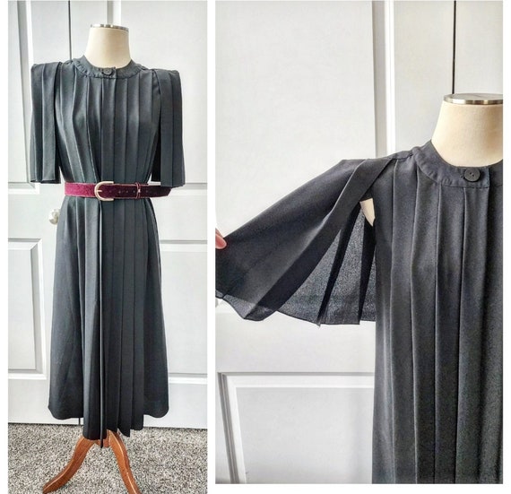 Unique Pierre Cardin Pleated Dress with Butterfly Sleeves