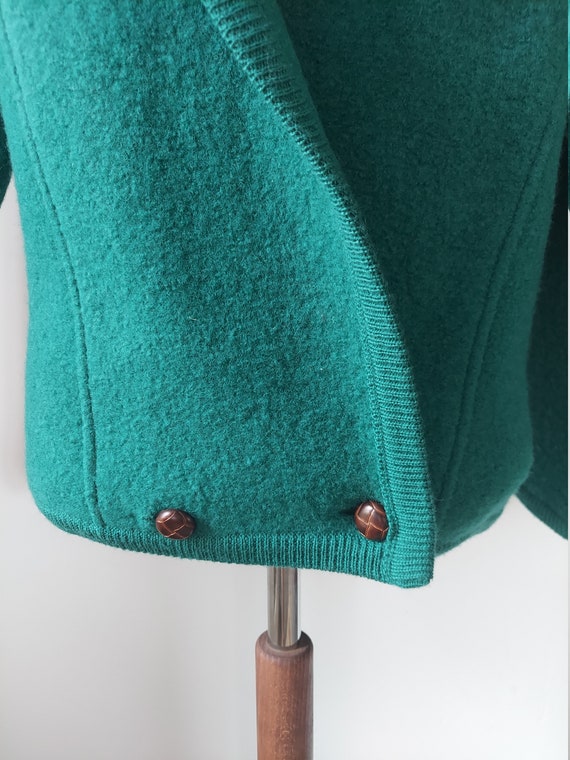 Gorgeous Bright Green Wool Wrap Cardigan Sweater - image 3