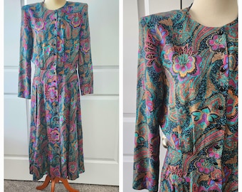 Floral and Paisley Print Day Dress