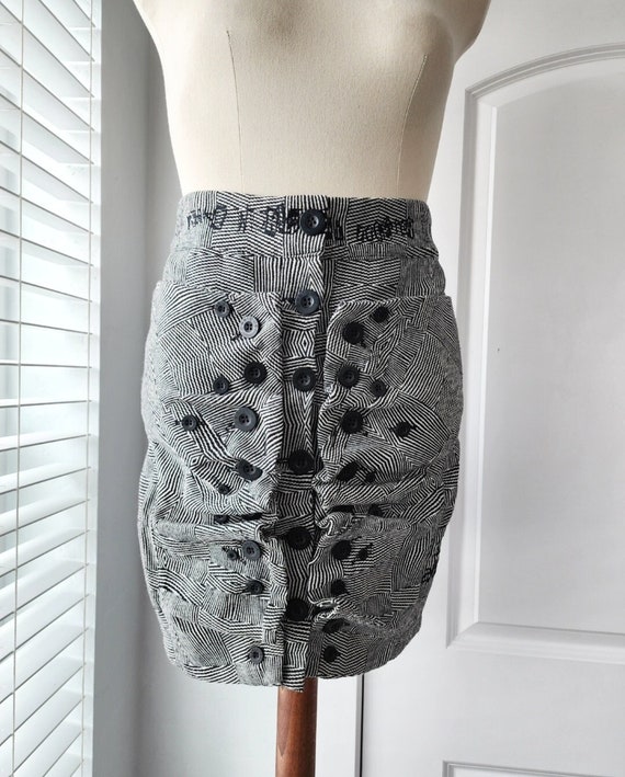Black and White Multi Button DSquared Mini Skirt - image 1