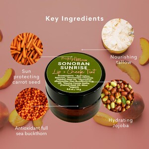 Natural Lip & Cheek Tint | Tallow-Based Cream Blush | Sonoran Sunrise image 6