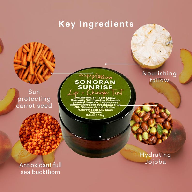 Natural Lip & Cheek Tint | Tallow-Based Cream Blush | Sonoran Sunrise image 6