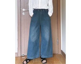 Wide Leg Jeans Women, Comfy Jeans with Pockets, Jeans with Elastic Waist, High Rise Jeans, Relaxed Fit Jeans, Casual Jeans, US Size XS-L