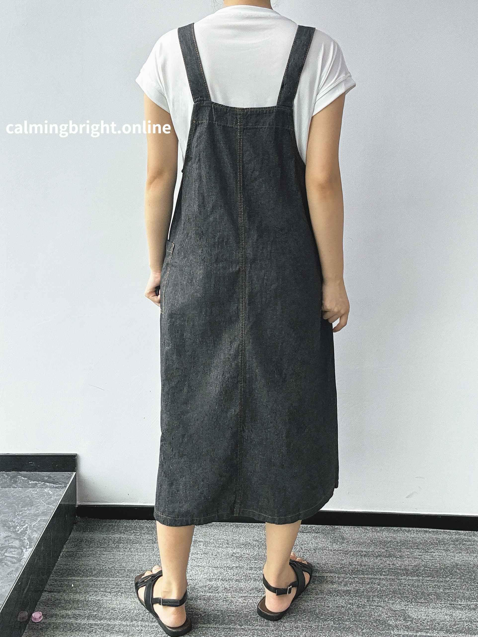 white christmas dresses Denim Overall Midi Dress | Denim Paris main image 0