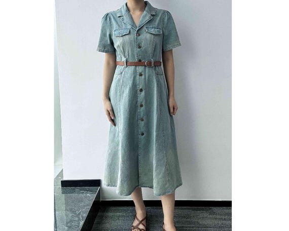 Denim Midi Dress Women, Denim Dress With Belt, Denim Dress With Pockets, Denim  Dress With Long Button Front, Quality Dress, US Size S-1X - Etsy Denmark