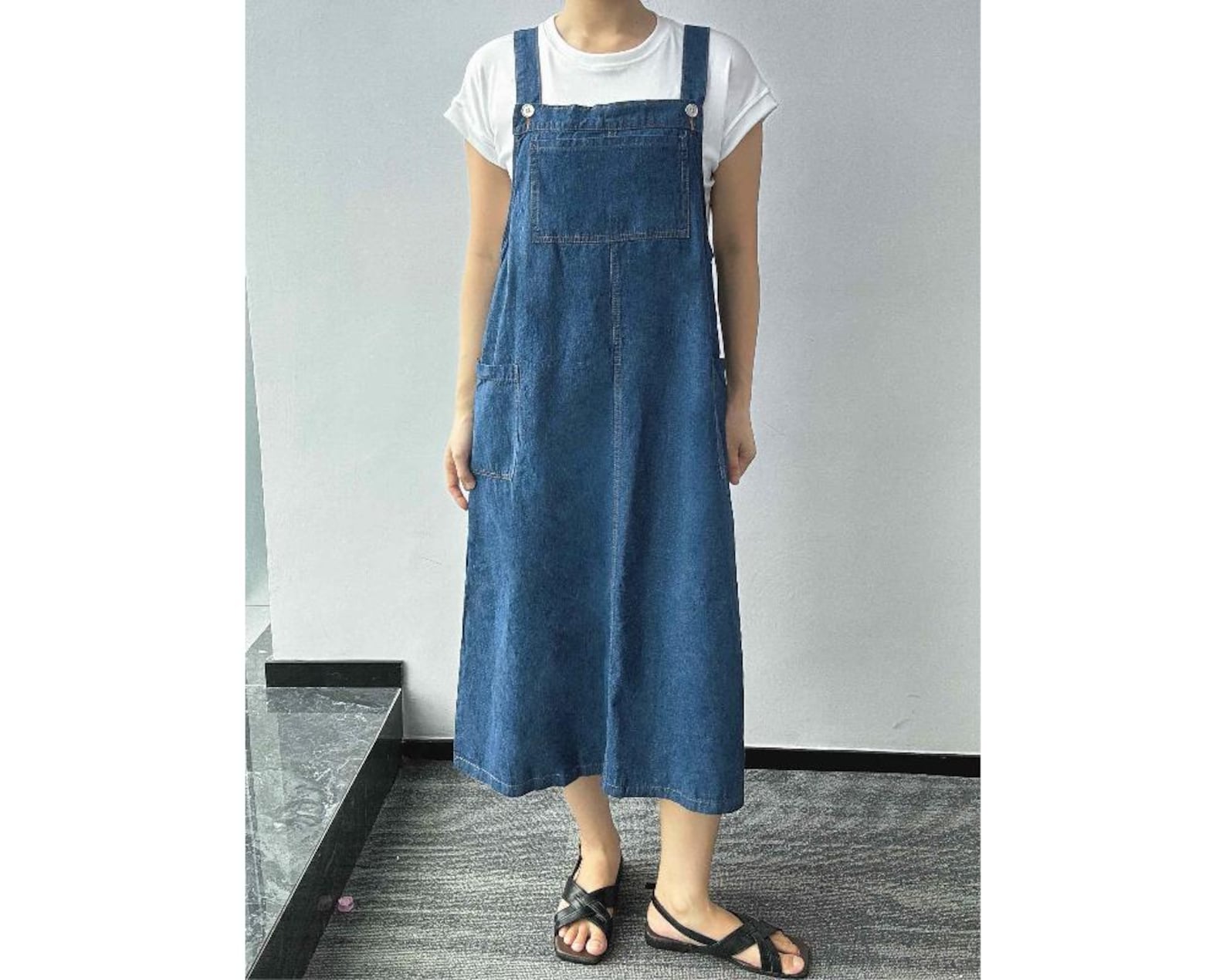 Denim overalls dress main image 0
