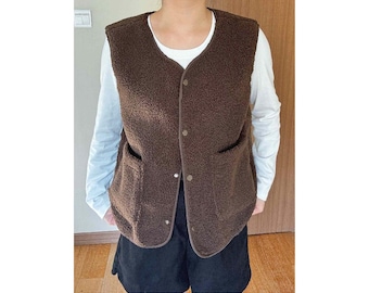 Fleece Vest Jacket Women, Vest Jacket with Pockets, Casual Fleece Vest Jacket, Comfy Vest Jacket, Fleece Warm Jacket, US Size XS-L