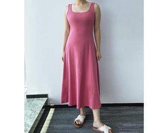 Tankjurk dames, hoge kwaliteit tankjurk, tankjurk casual, tankjurk midi, tankjurk rekbaar, tankjurk katoen, Amerikaanse maat XS-1X