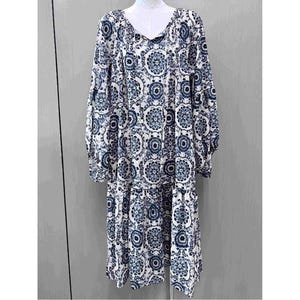 Loose Fit Print Maxi Dress Women | Resort Maxi Dress with V Neck | Lightweight Cotton Maxi Dress | Dropped Shoulder | Maxi Dress with Belt