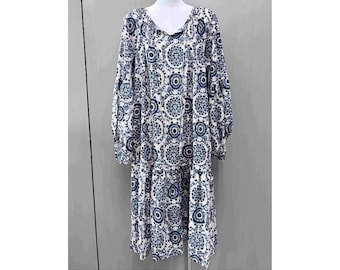 Loose Fit Print Maxi Dress Women | Resort Maxi Dress with V Neck | Lightweight Cotton Maxi Dress | Dropped Shoulder | Maxi Dress with Belt