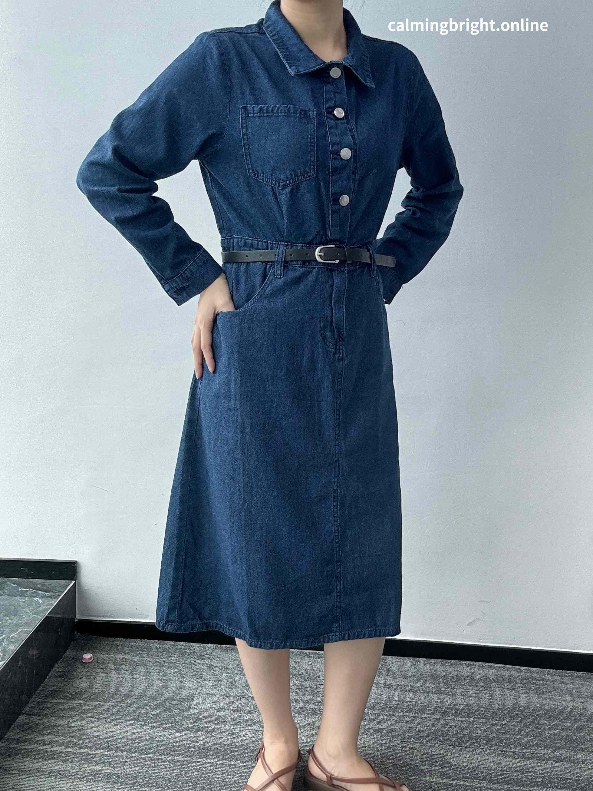 Denim Full Sleeves With  Pocket Dress